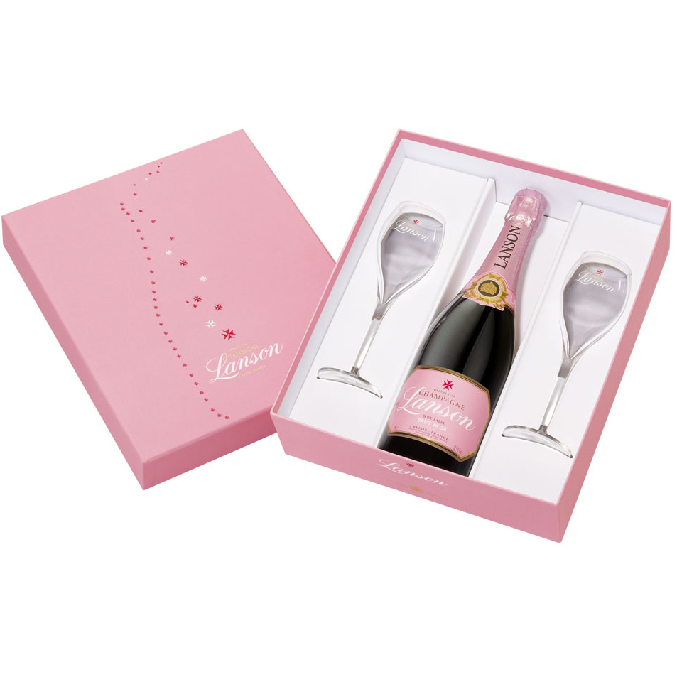 Buy & Send Lanson Rose & Branded Flutes Coffret Set, NV, 75cl